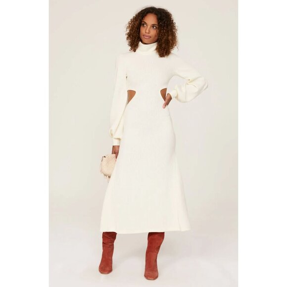 WeWoreWhat Dresses & Skirts - WeworeWhat Revolve Cutout Sweater Dress Midi Neutral Cream Ivory Small